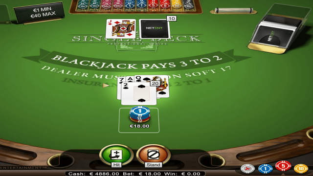 Игровой интерфейс Single Deck Blackjack Professional Series 9