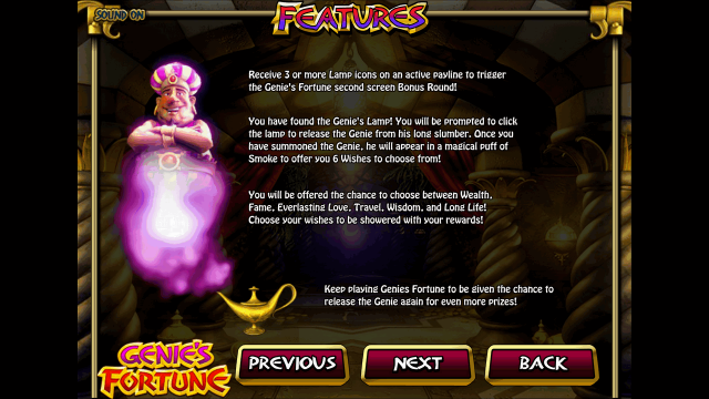 Игровой интерфейс Genie's Fortune 7